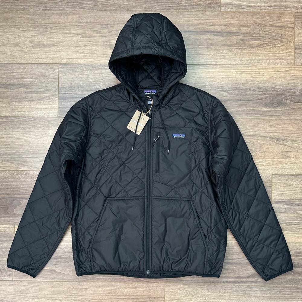 NEW Patagonia Men's Diamond Quilted Bomber Hoody in Black Size Large - Picture 2 of 15